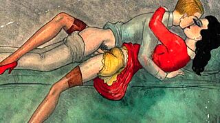 Vintage cartoon drawings from retro times