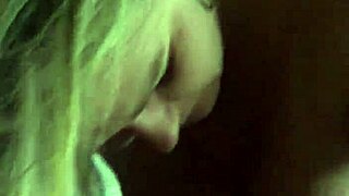 Hot blonde lover gives blowjob to big tits cock