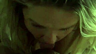 Hot blonde lover gives blowjob to big tits cock