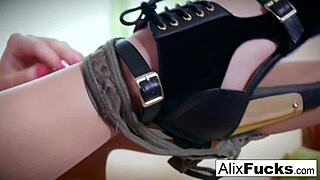 damn! slim alix lynx teases and fingers her tight pussy with pure lust