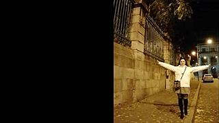 leather catsuit or pantyhose with miniskirt, femdom fetish vibes