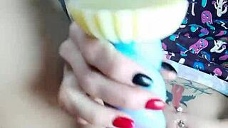 nastya fox fucks herself with unicorn dildo on twine, clipping clit and nipples