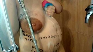 yo, watch me play with my tits while i shower