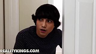 brunette babe kylie rocket rides her stepbro ricky in missionary after his prank, ending with cum on face