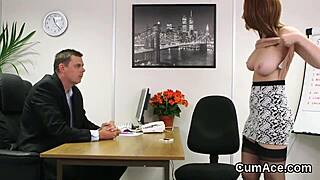 Wacky beauty swallows jizz load after intense sucking session