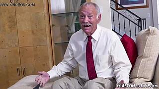 Old man jerks off to Ivy's tits