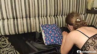 Girlfriend Bent Over In Fishnets Takes Big Hard Cock