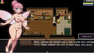 Cute girl slips in bathtub, huge tits bouncing, wet pussy exposed in harem game