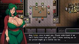 Cute girl slips in bathtub, huge tits bouncing, wet pussy exposed in harem game