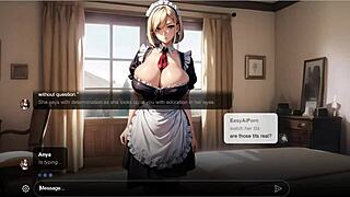 Peitos Grandes Loira Empregada Anya Ai Faz Boquetes em Roleplay de Sexting