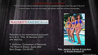 sexy girls jessica jaymes, lisa ann, nicole aniston share cock wildly
