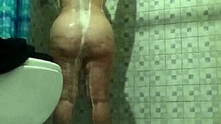 Hidden Camera Catches Mature Stepmom in Shower Flash