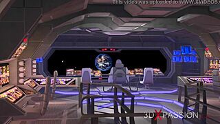 female cyborg bangs a horny girl hard in space station chaos