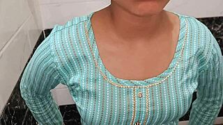 Hot young 18+ INDIAN STEP SISTER gets CAUGHT in BATHROOM while WATCHING PORN VIDEO with CLEAR HINDI AUDIO, close up stockings DOGGYSTYLE action.