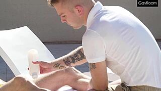 Trent drills his poolboy's tight hole under summer sun