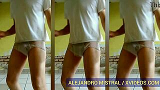 Hombre Gay Alejandro Mistral Dances in Wet White Underwear