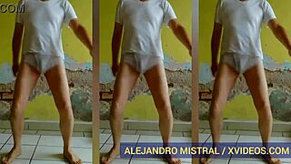 Hombre Gay Alejandro Mistral Dances in Wet White Underwear