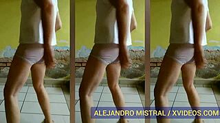 Hombre Gay Alejandro Mistral Dances in Wet White Underwear