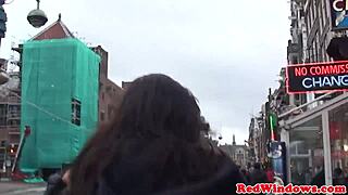 black amsterdam prostitute in stockings handles white guy with raw blowjob skills