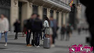 Nuria, lost in Madrid, craves a guy to guide her. She rides him deep in cowgirl style.