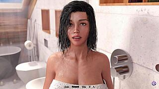 horny stepbro accidentally sees his busty step sister in the shower, leading to cum bukkake