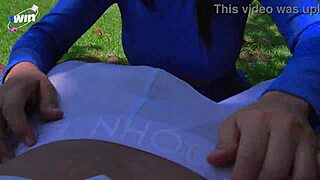 Asian Girl Kissed and Fucked with Toys in Park