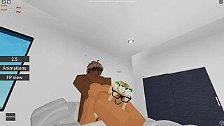 Amateur blonde rides big black cock in first time roblox scene