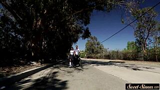 In the classroom, the teacher bends over the teenage student for a taboo doggystyle banging.