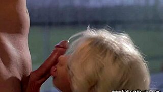 blonde honey feels overwhelming pleasure sucking that monster cock, her emotions swirling as she swallows every drop