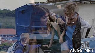 She pounds in doggy position while licking balls and sucking cock.