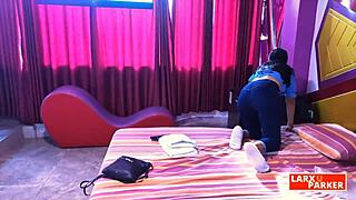 Room casting with young Regina from Tacna getting sensual massage