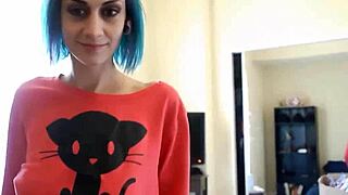 i watch emo girl with blue hair give pov blowjob and fuck