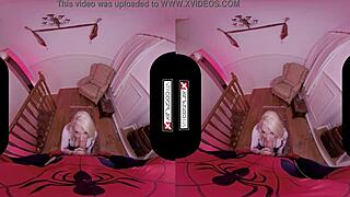 Spider Gwen in VR cosplay blows my mind with her mouth and pussy