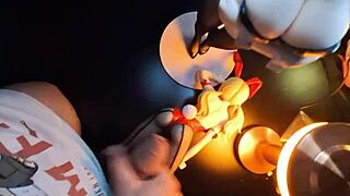 cumming on lucy bunny figures in this anime hentai