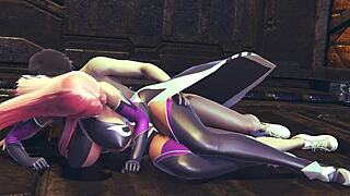 Damn, Makai Kishi from Taimanin Asagi 3 gets pounded hard spooning on the floor! 😈