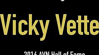 hot cougar vicky vette ties her huge tits and pleases her sweet pussy.