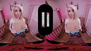 Spider Gwen in VR cosplay blows my mind with her mouth and pussy