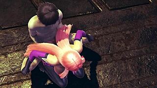 Damn, Makai Kishi from Taimanin Asagi 3 gets pounded hard spooning on the floor! 😈