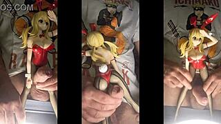 cumming on lucy bunny figures in this anime hentai