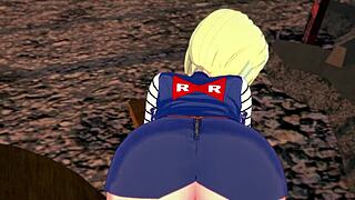Android 18 sucks and gets fucked in different pov positions.