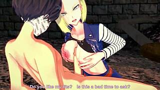 Android 18 sucks and gets fucked in different pov positions.