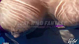 Busty Asian milf wife masturbating big tits outdoors in pool