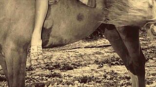 Look at this retro beauty taming the beast in vintage style