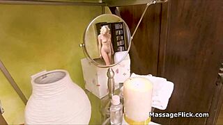 Filming hot blonde blowjob during massage