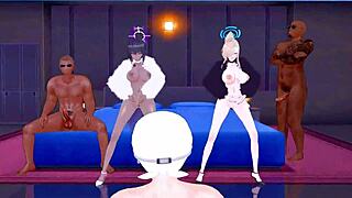 Asuna and Karin Star in Hot Hentai MMD Scene