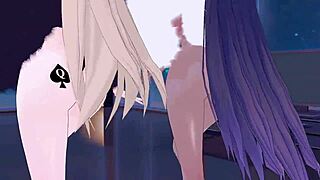 Asuna și Karin Star în scenă fierbinte Hentai MMD
