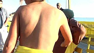 College students strip for a daytime competition on Spring Break in South Padre Island
