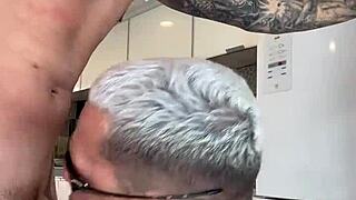 I fucked his ass in the kitchen with my big cock