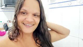 Latina with big pussy enjoys golden shower in reality.