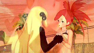 Pokemon Flannery and Cynthia Heat Up Beach Threesome in 3D